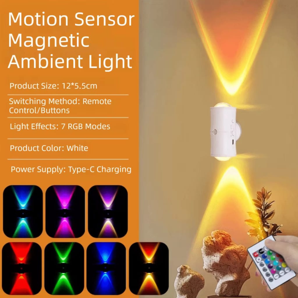 Human Body Detection Night Light Automatic Sensing 7 Color Wall Lamp