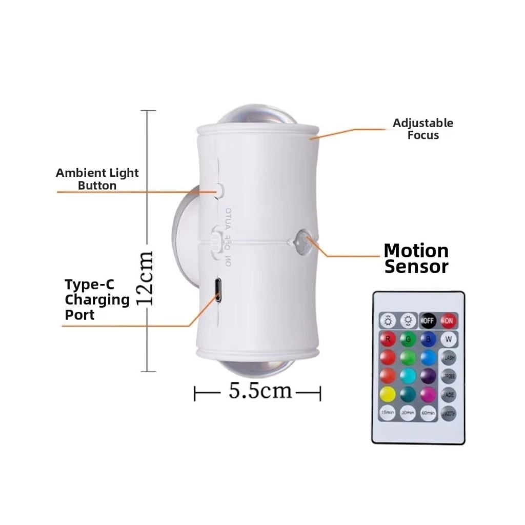 Human Body Detection Night Light Automatic Sensing 7 Color Wall Lamp